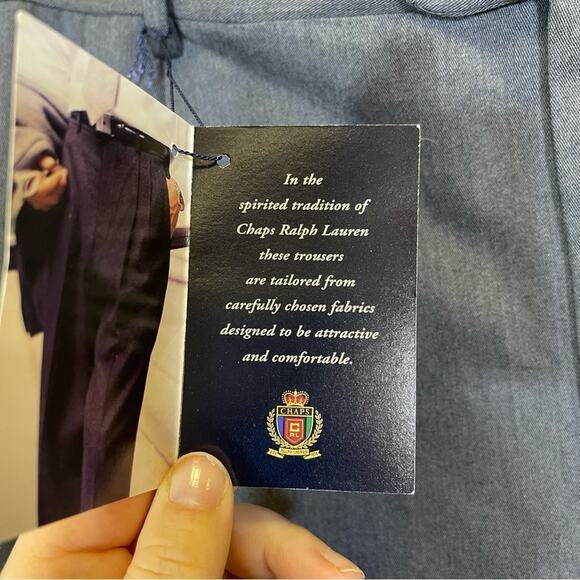 NWT, Chaps by Ralph Lauren Pleated Trousers. Size 40x30. - Picture 3 of 10